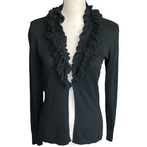 Merona Black Layered Ruffle Collar Cardigan Sweater, Size Small Feminine